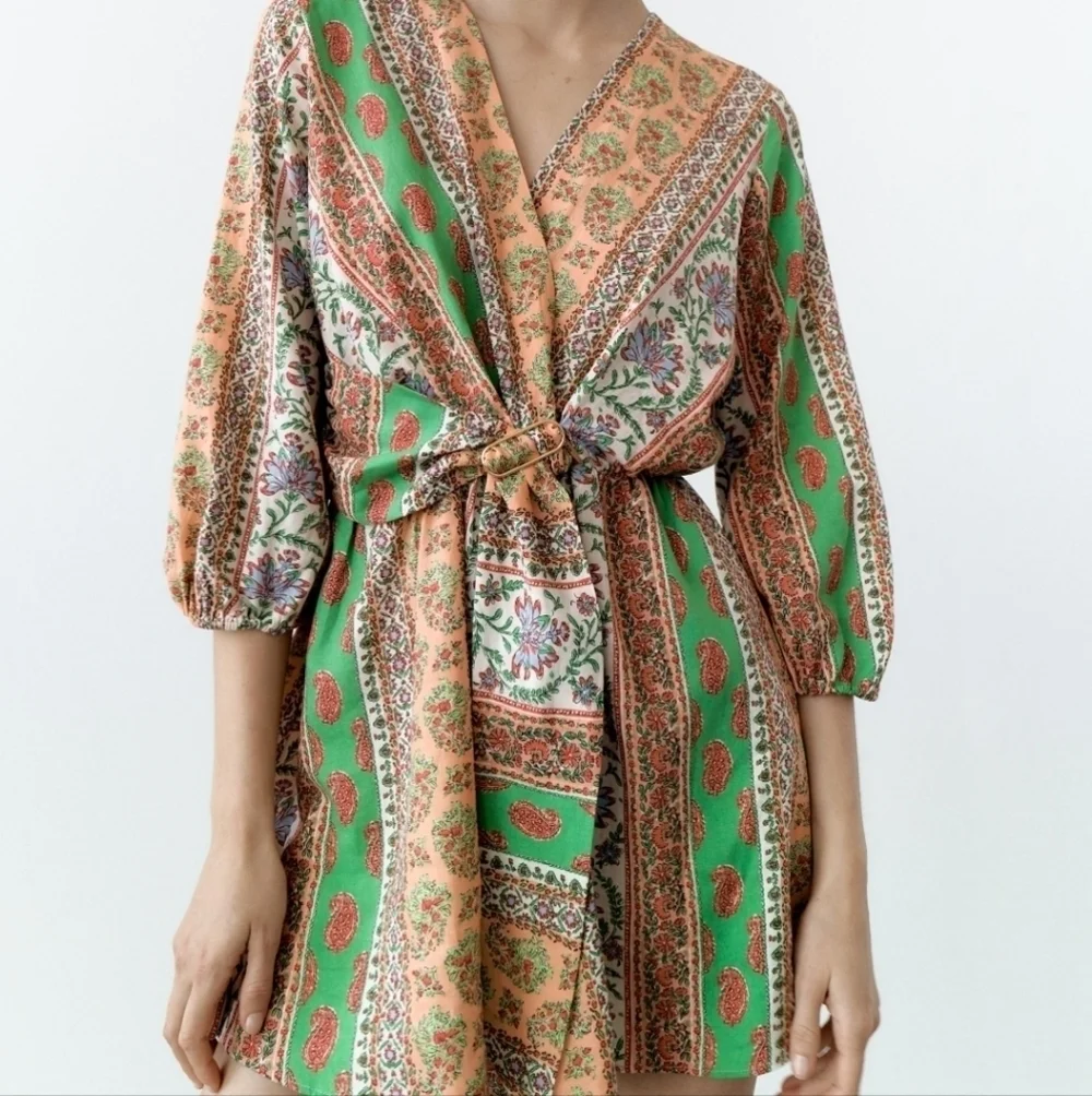 Zara Linen Blend Summer Festival jumpsuit Bohemian  romper back split vacation L